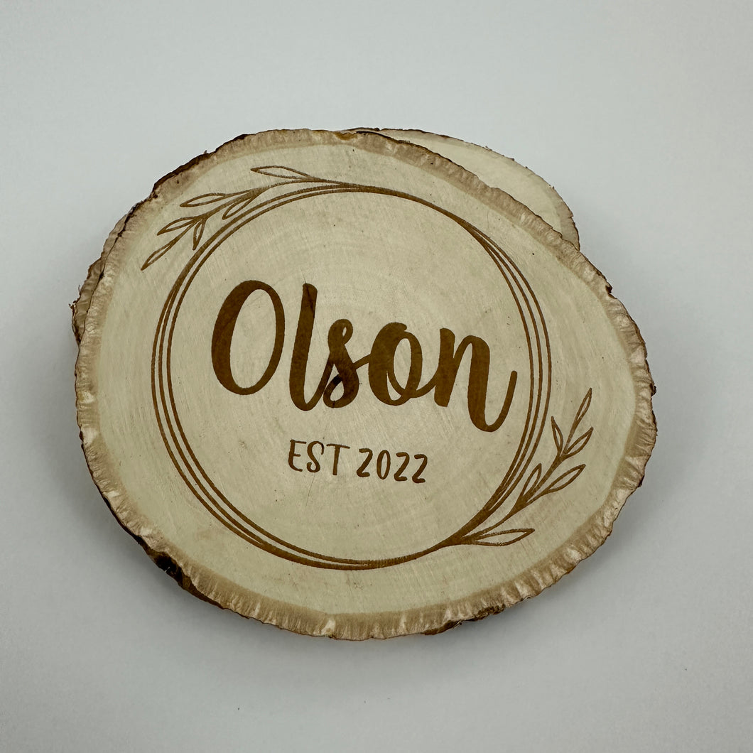 Personalized Raw Edge Coaster Set (Set of 4)